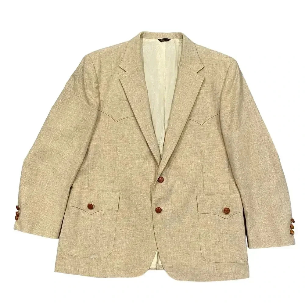 VTG Levis Western Wear Sport Coat Men's 46R Beige Casual Office‎ Blazer